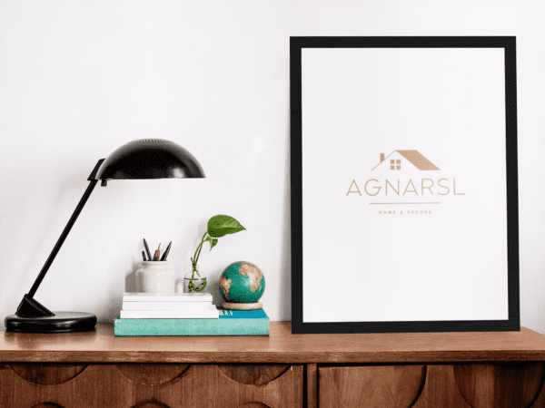 mockup template of a poster standing on a wooden desk a10399