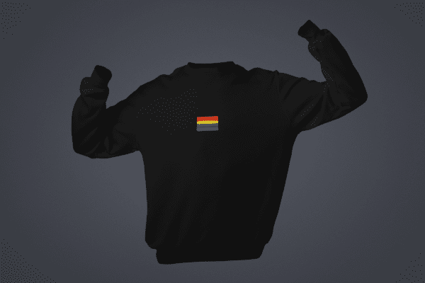 ghosted mockup of a crewneck sweatshirt with flexed sleeves 29350